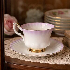 Vintage Royal Albert Lilac Teacup and Saucer Rainbow Pattern Replacement Set